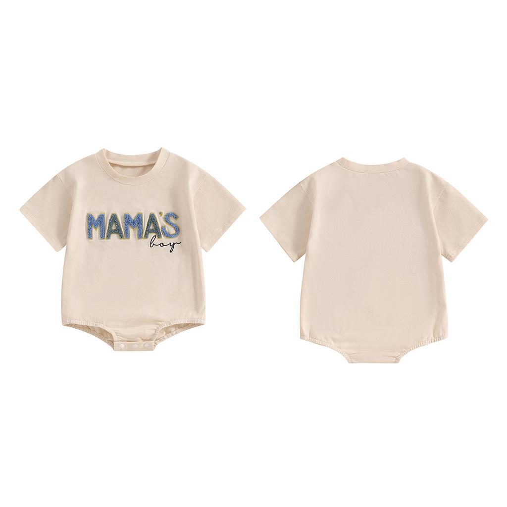 Baby Boy Romper Casual Letter Embroidery Round Neck Short Sleeve Jumpsuit Summer Clothes for Infant Newborn Toddler