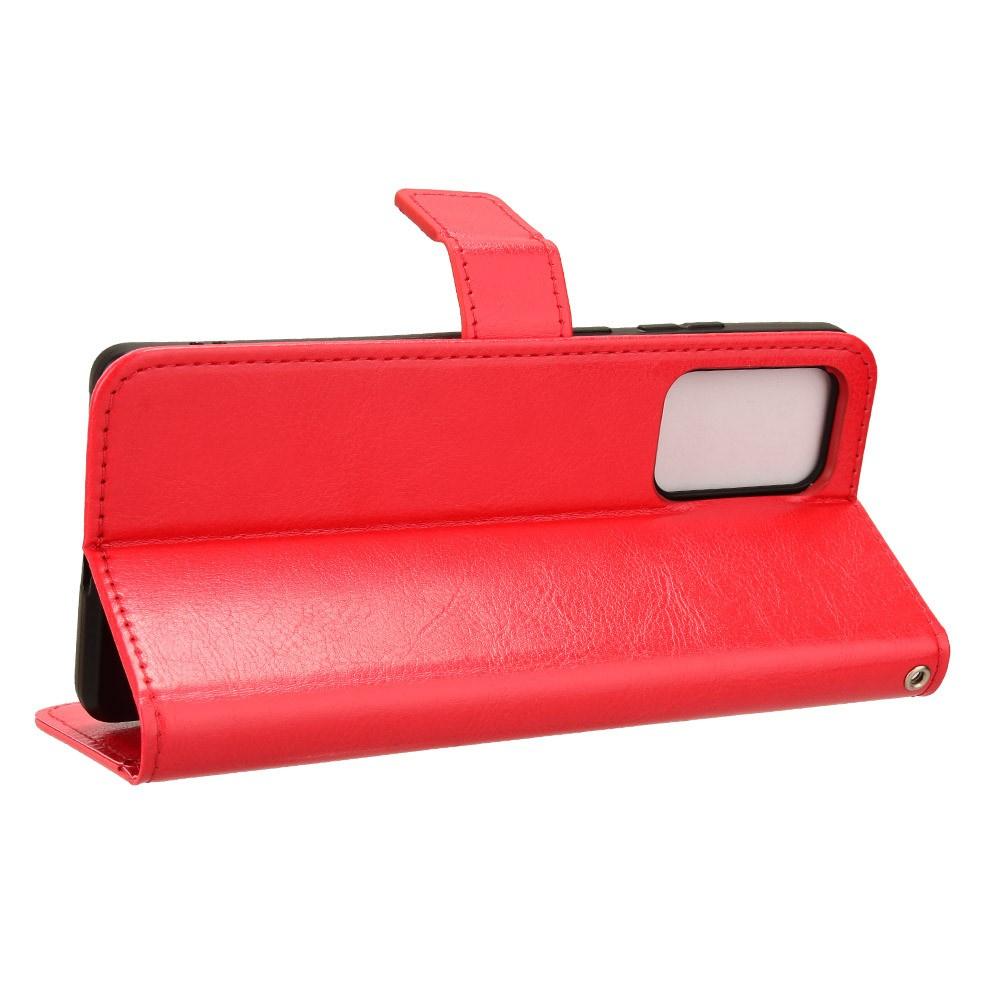Motorola Edge 50 Fusion 5G Flip Case, Crazy Horse Wallet, Red