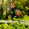 Metal Garden Spinner Outdoor Decorative Windmill Yard Stake Rotating Flower Sculpture Lawn Ornament