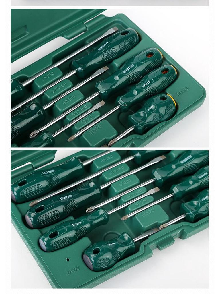SATA T Series Screwdriver Set: Flat, Phillips, Flower Head - Models 09305, 09306, 09309