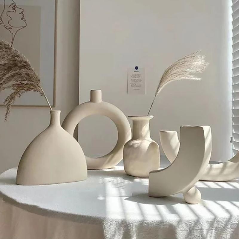 Modern Simple Ceramic Art Vase Dried Flowers Flower Arrangement Ornament Bedroom Desktop Home Decor Pography Background Decor