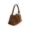 Women's Suede Hobo Bag – Brown Soft Leather Shoulder Bag with Metal Ring Detail, Fashionable and Comfortable Tote for Everyday Use