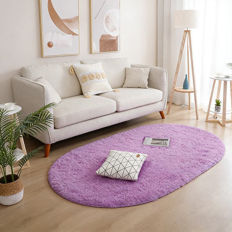 Rainbow Plush Carpet Oval Fluffy Rug For Girl Bedroom Long Pile Soft Beside Mat Large Area Rug Living Room Shaggy Kids Playroom Mat