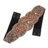 A New Wide Belt for Women, A Handmade Bohemian-style Elastic Wide Waist Seal with Ethnic Style Heavy Industry Rice Beads