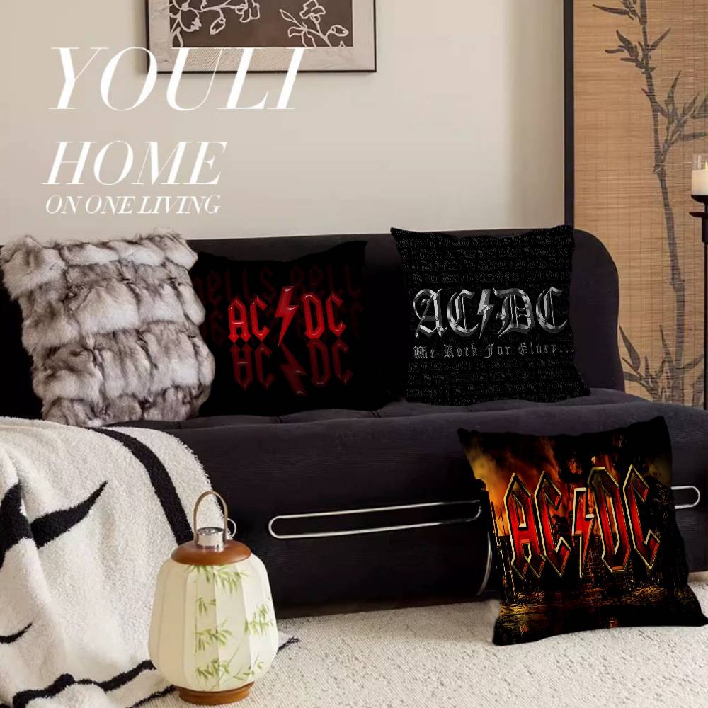 A-AC-DC Band Kissenbezug Auto Wurfkissenhülle Für Sofa Auto Weihnachtsgeschenk 40x40cm 45x45cm
