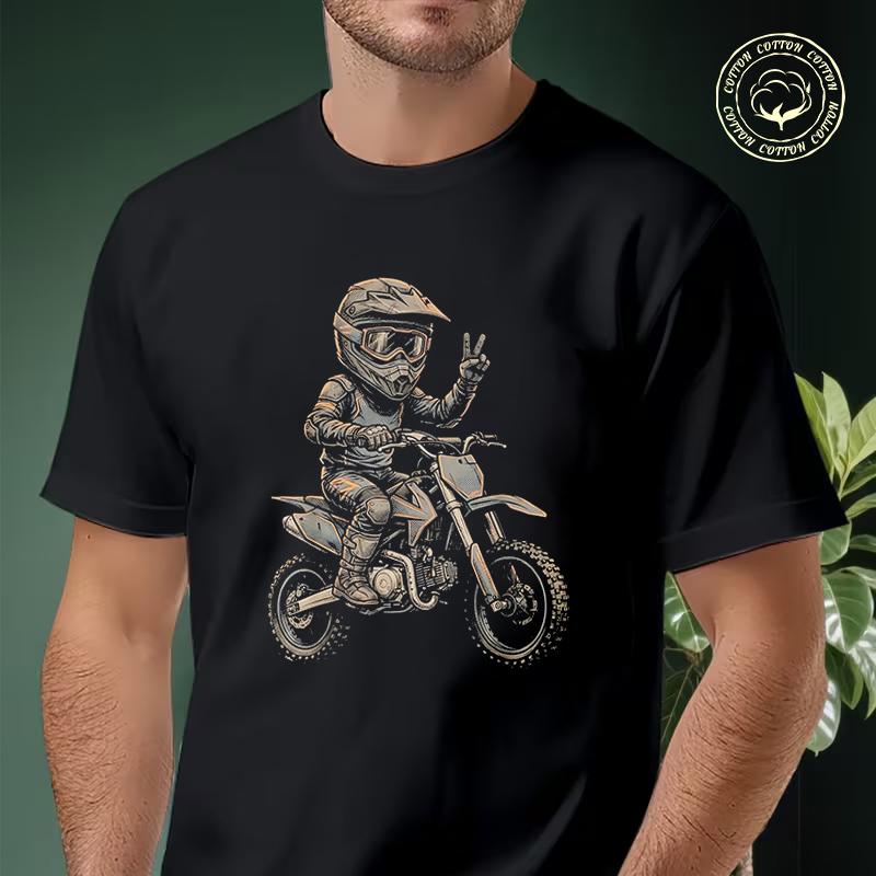 Men Cotton Casual T-shirts Motocross Rider Print Tee Men s Summer Cycling Sportswear Tops