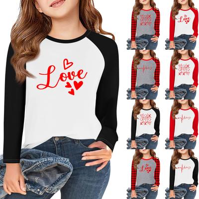 Girls Long Sleeve Love Valentine's Day T Shirts Kids Fall Tops Crewneck Basic Tees 5-14Y