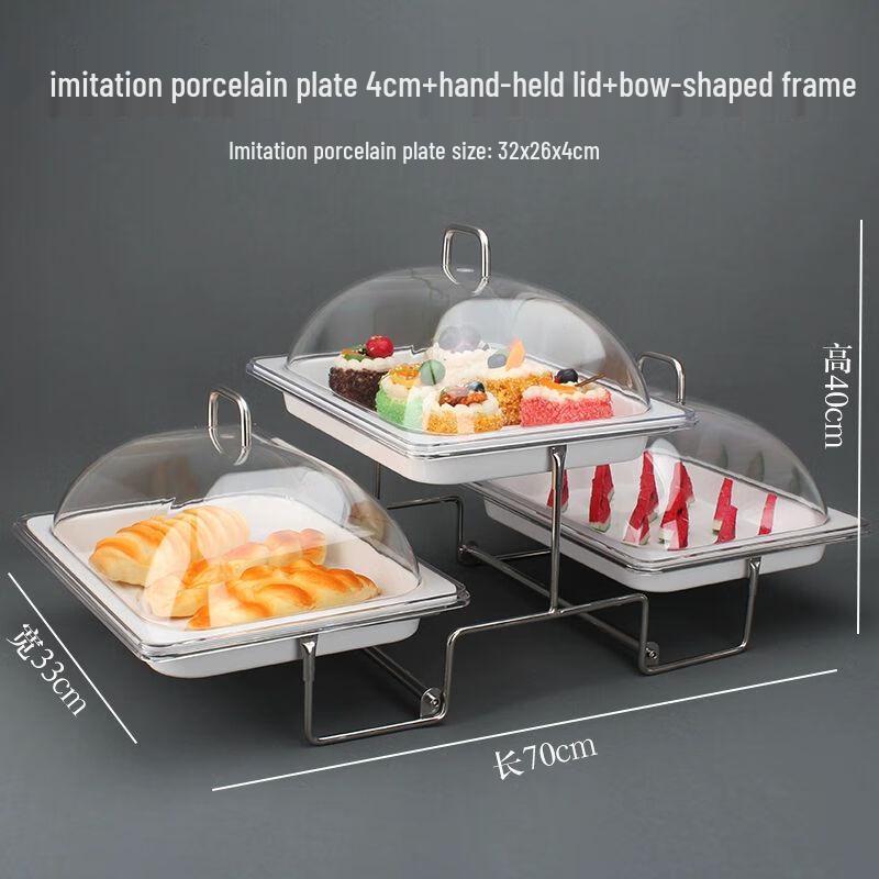 Japanese Style Double-Layer Melamine Serving Tray with Flip Cover