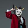 BEPAN Prajna Mask Demon Japanese Ghost Warrior Blue-faced Shura Ninja Full-face Script Kill Prop Male Halloween Costume