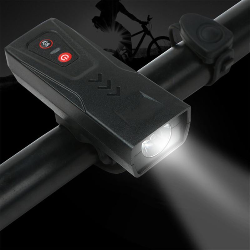 2 In 1 Usb Rechargeable Bike  Light Front Bicycle Horn Set Waterproof Front Light For Outdoor Sports