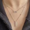 Luxuriöses kupferfarbenes AAA Zirkonia Choker Zweilagige Halskette Einfache glänzende Anhänger für Damen Feiner Zirkonia