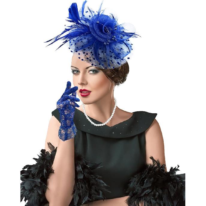 5Pcs Fascinators Hat for Women Tea Party Veil Mesh Headband Feather Hat for Women Veil Tea Party Hats