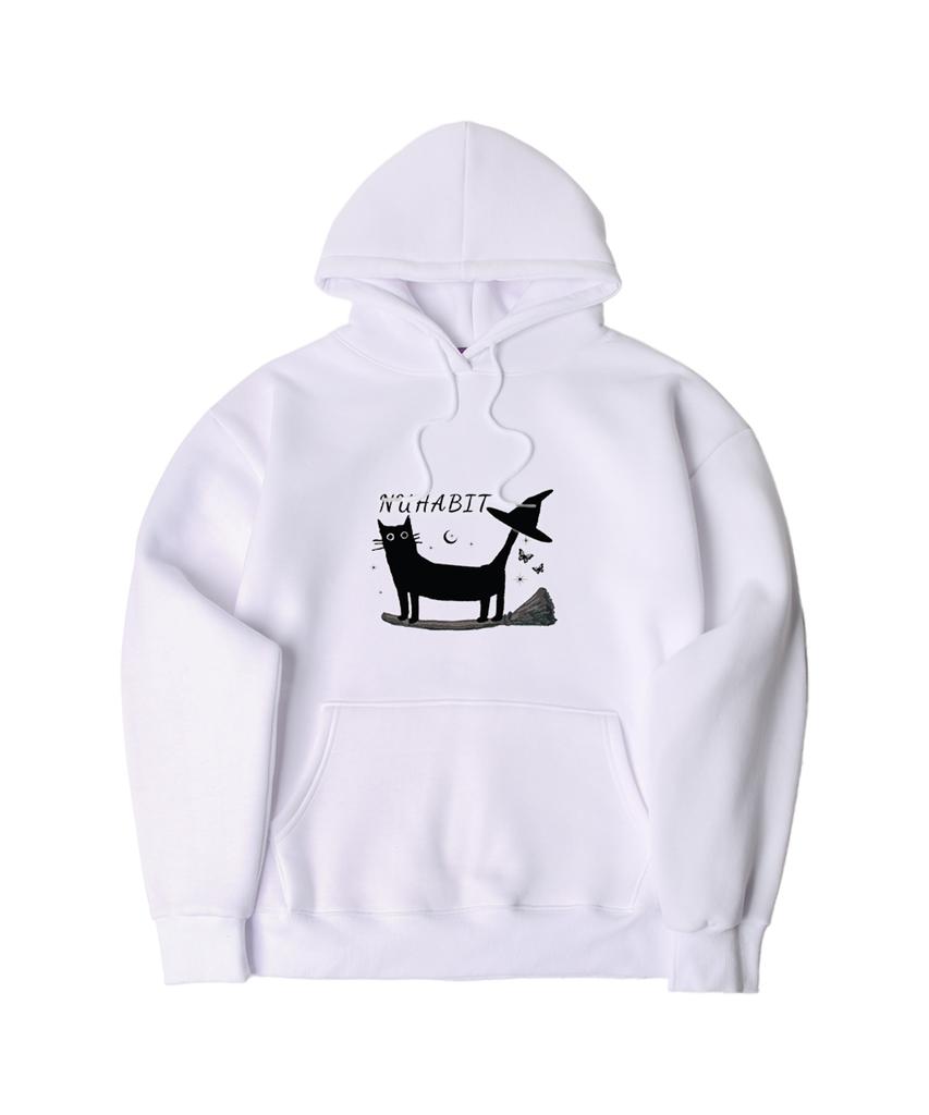 N/H A Witchs Cat Oversized Fleece-Lined Hoodie_White (Goh4-4Nh1194)