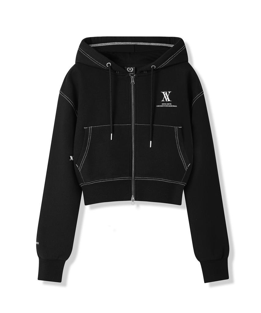 Avandress Av Logo Crop Hood Zip-Up Black Stitch