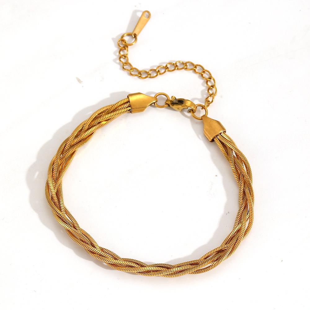 Women's Titanium Steel Color-Preserving Woven Snake Chain Layered Bracelet