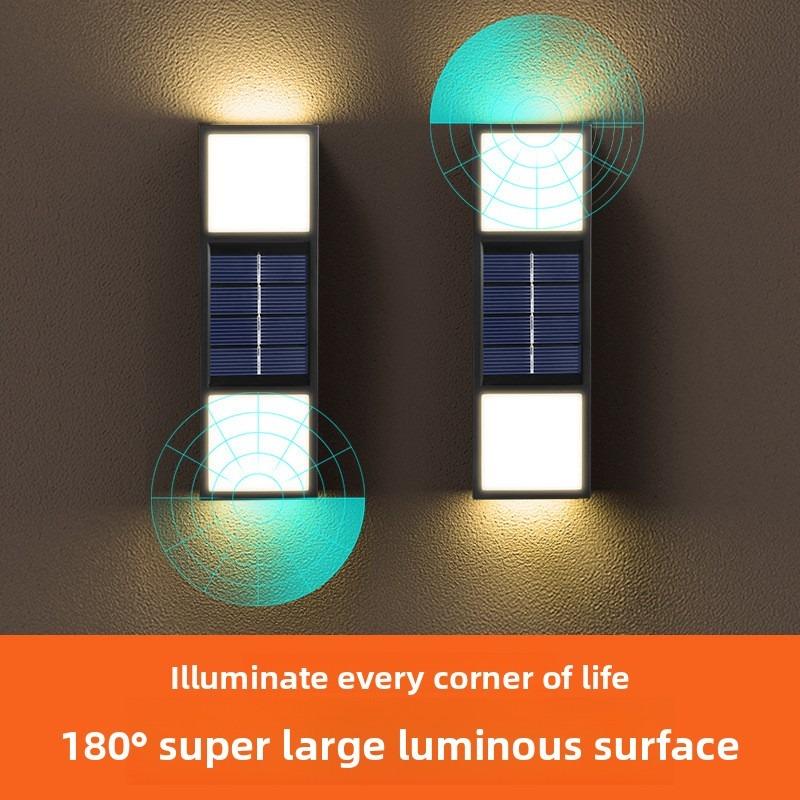 Solar-powered Wall Lamp for Outdoor Decoration, Garden Waterproof, Up-down Lighting, Room Perimeter Wall Light, Sensor