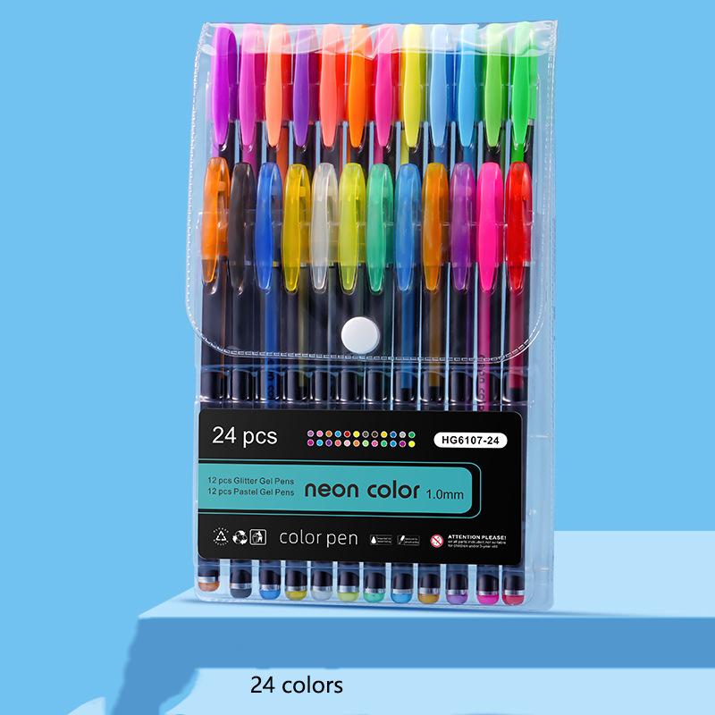 12/18/24/36/48/60colors Stationery Colored Neutral Watercolor Pens Highlighters Drawing Pens and Glitter Notebook Pens