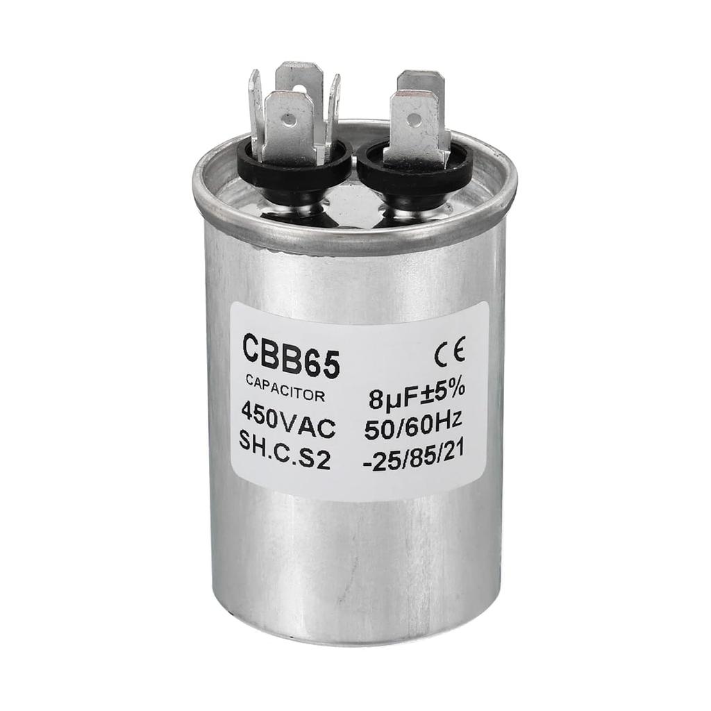 PATIKIL 8uF 8MDF 450VAC Fan Start Capacitor, CBB65 Circular Run Capacitor for Air Conditioner Cool Heat Pump Condenser Straight