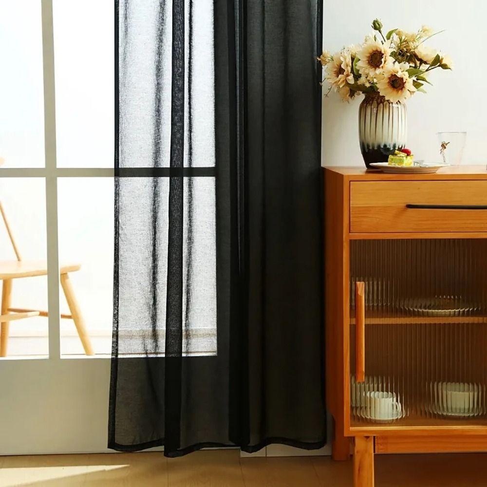 1/2 Stück Tunnelzug Voile Gardine Türvorhang Schattierungen Wohnzimmer Schlafzimmer Küche Dekoration