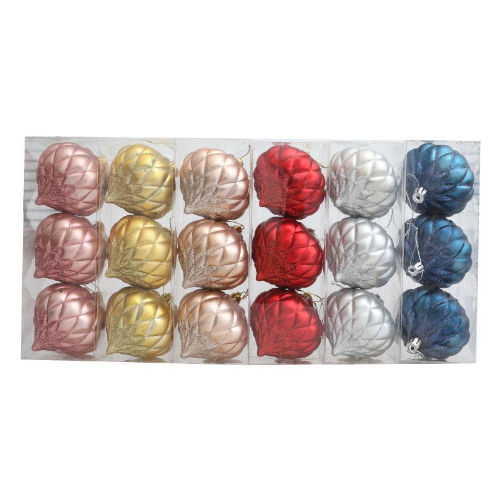 Fashion Fine Texture Christmas Ball Pendant Shiny DIY Christmas Balls Ornament Plastic Painted Thread Ball Home Decor