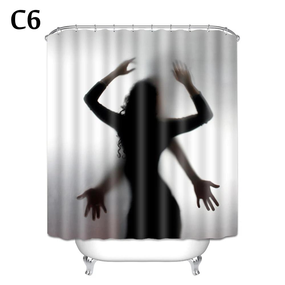 Halloween Shower Curtain Waterproof Bathroom Curtains Horror Bloody Hands Bath Curtain With Hooks For Help Me Scary Home Decor