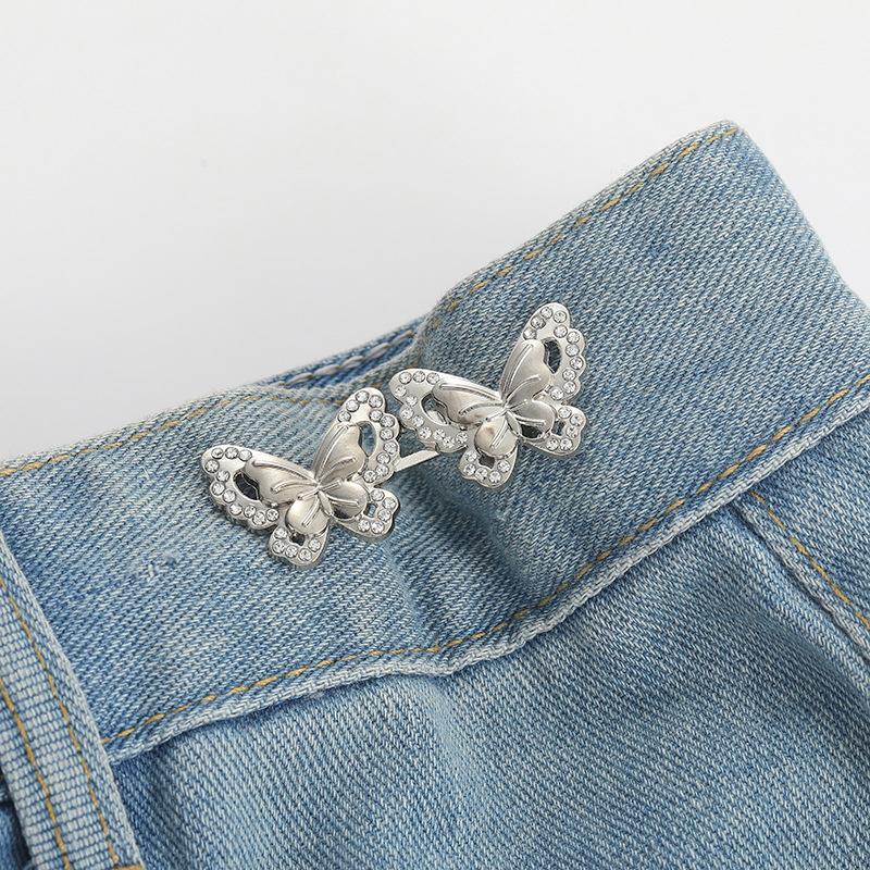 1/2Pcs Cute Four Leaf Clover Buckle Adjuster Waist Tightener Adjustable Waist Buckle Detachable Seamless Button For Pants Skirts
