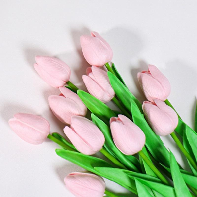 10Pcs Premium Artificial Flowers Real Touch Tulips Bouquet Fake Flowers For Home Room Bedroom DIY Decor Party Wedding Decoration