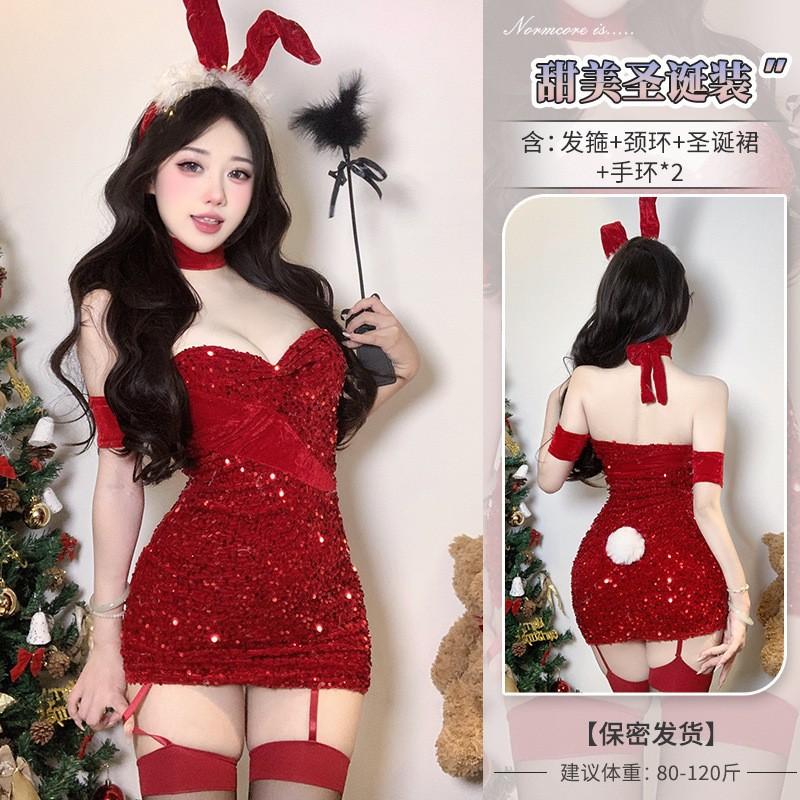 Lingerie Sexy Bunny Cosplay Velvet Christmas Robe Cross Party New Dress