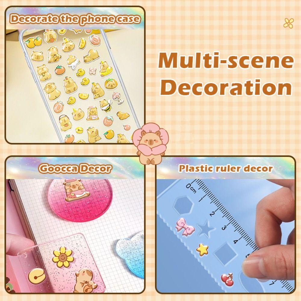 4pcs/Set Capybara 3D Drop Relief Sticker DIY Scrapbooking Journaling Crystal Stickers