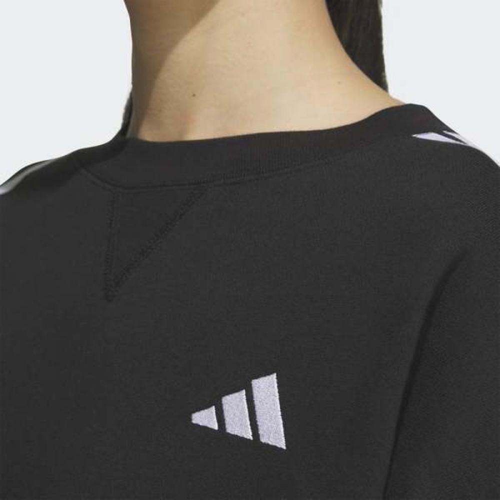 Adidas Women Essential Plus 30 Stripe French Terry Soft Cotton Crew
