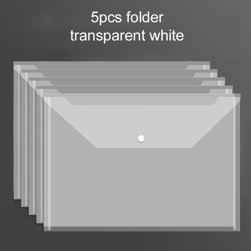 5pcs Snap on Folder Plastic PVC Waterproof Transparent Thickening High-capacity Office Stationery Supplies Data Storage Bags TMZ 1290₽