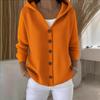 Cardigan con Cappuccio in Maglia Casual da Donna Autunno Inverno Colore Unico Bottoni Moda