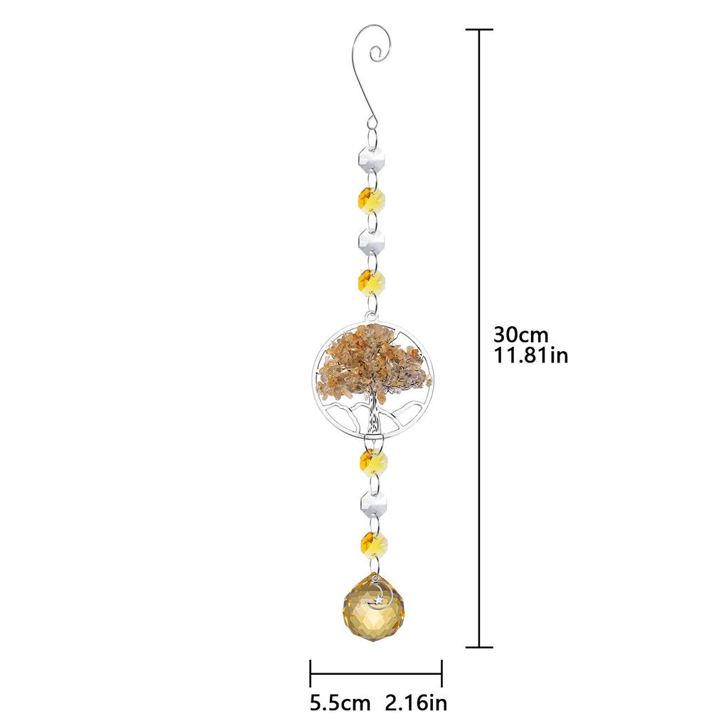 Tree of Life Crystal Suncatcher Hanging Catcher Pendants Wind Chimes Rainbow Prism Window Drop Bell Christmas Tree Home Decor