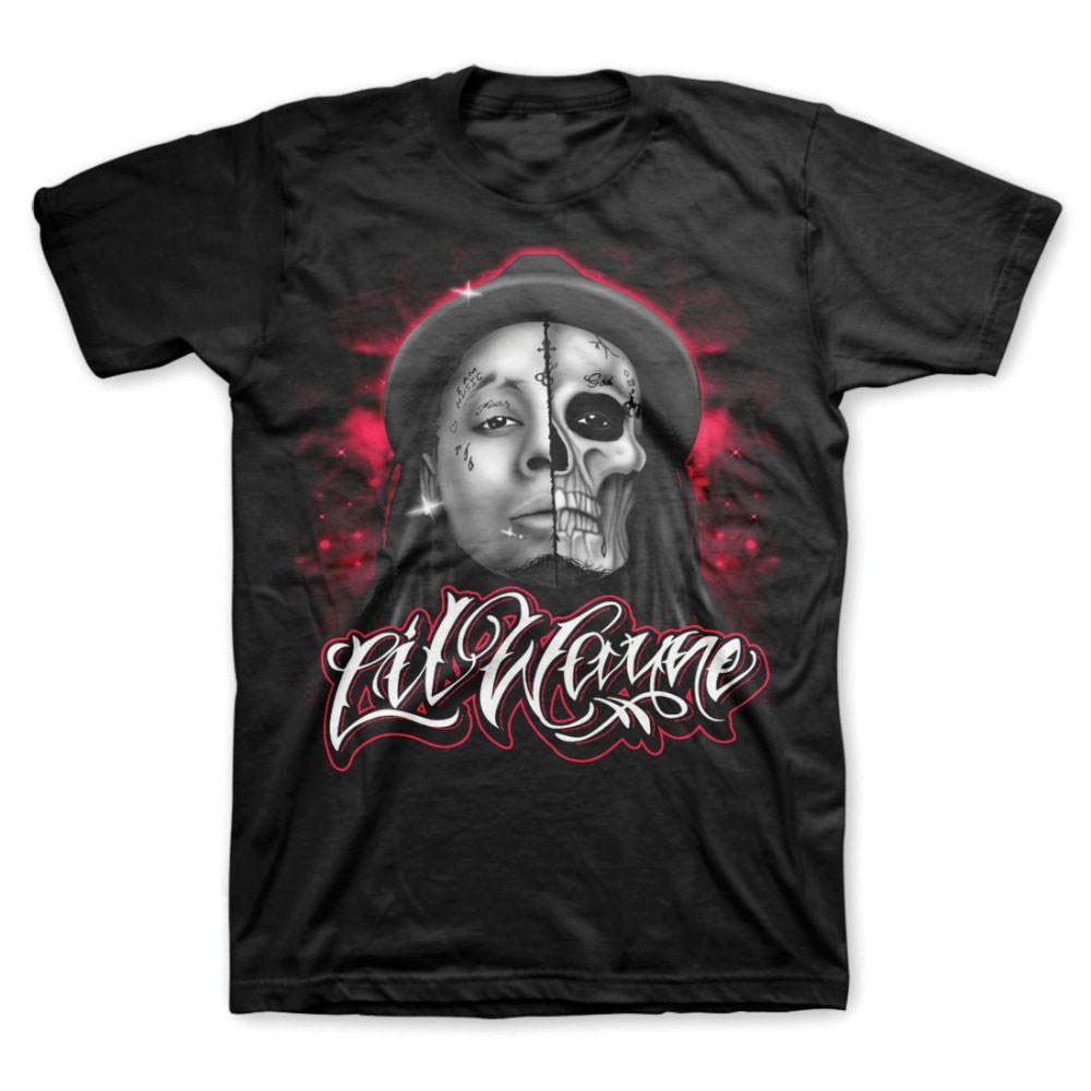 Men s Lil Wayne Skull Sketch T-shirt XX-Large Black M