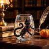 Stiellose Trinkgläser Halloween Glasbecher, Geprägtes Kürbis Geist Katze Fledermaus Glas, Gothic Bar Zubehör Gruselige Getränkebecher, Saisonal