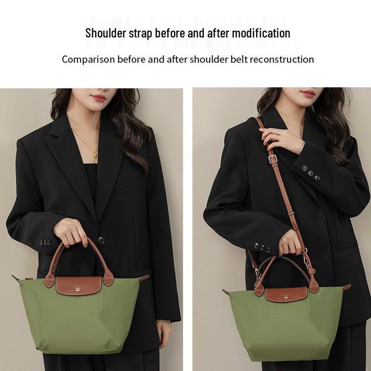 Longxiang Genuine Leather Mini Dumpling Bag with Wide Strap and No-Punch Buckle