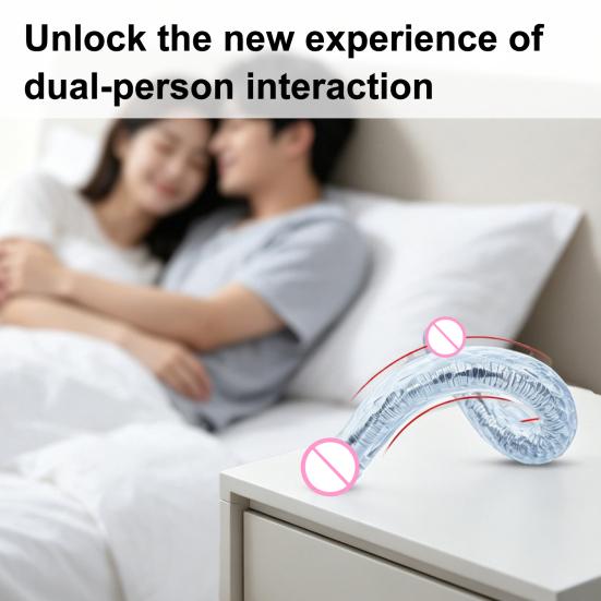 Flexible Double Headed Dildo Realistic Bendable Strap-On Toy for Couples Long