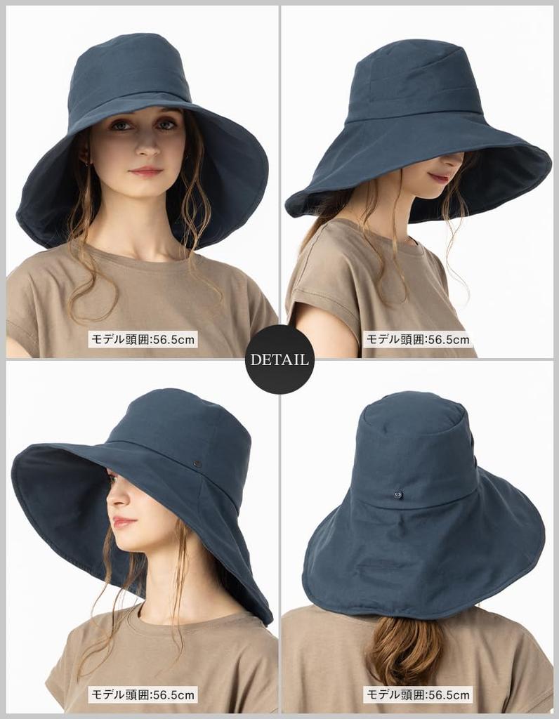 Large Wide Brim Gracia UV Cooling Full Sun Hat with Chin Strap Loo&c Women's Hat, 2-Way, Protection, Touch, Protection, Spring/Summer (JP, Alphabet,