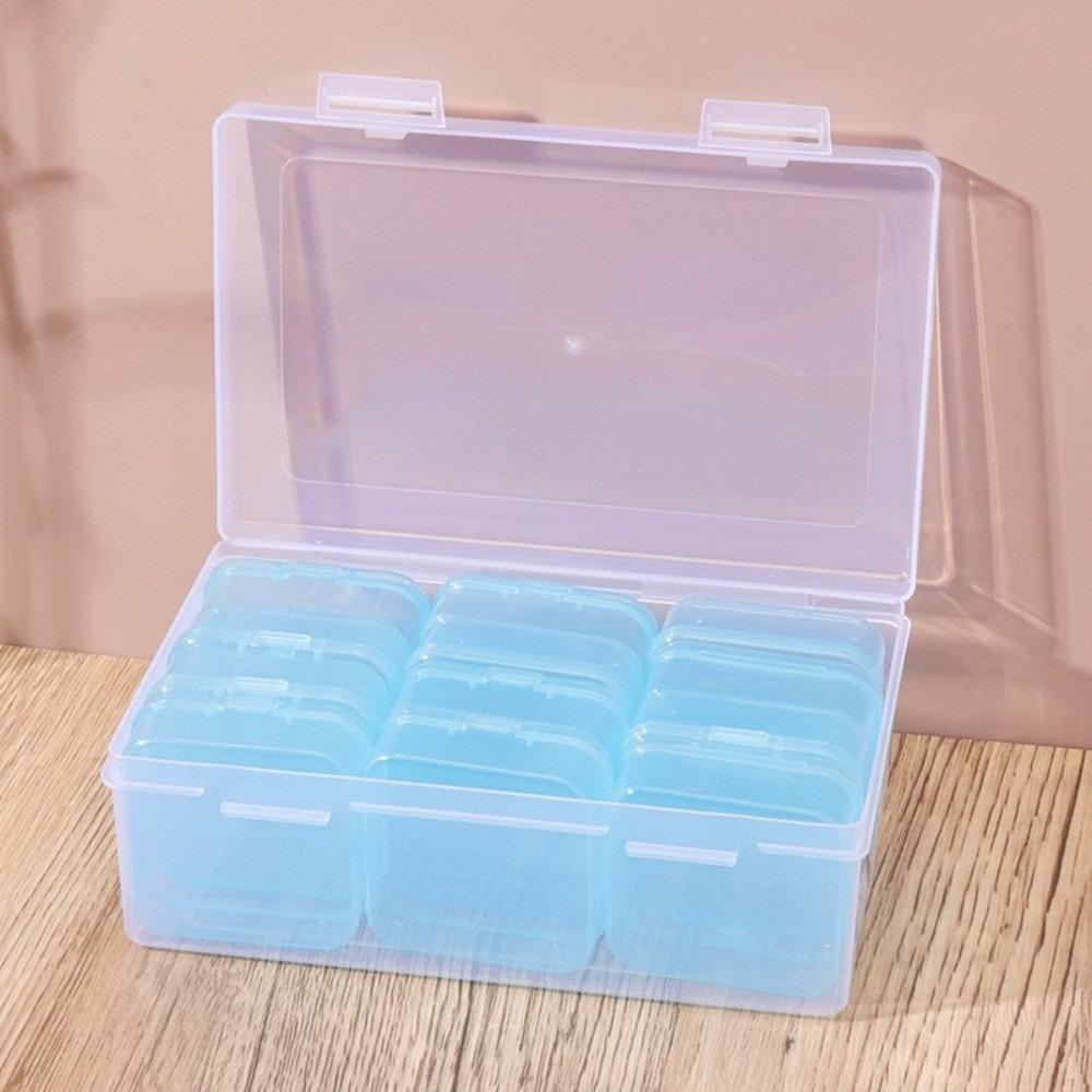 

Colorful Rhinestone Nail Design Organize 12 Grids Pudding Bean Container Craft Storage синий