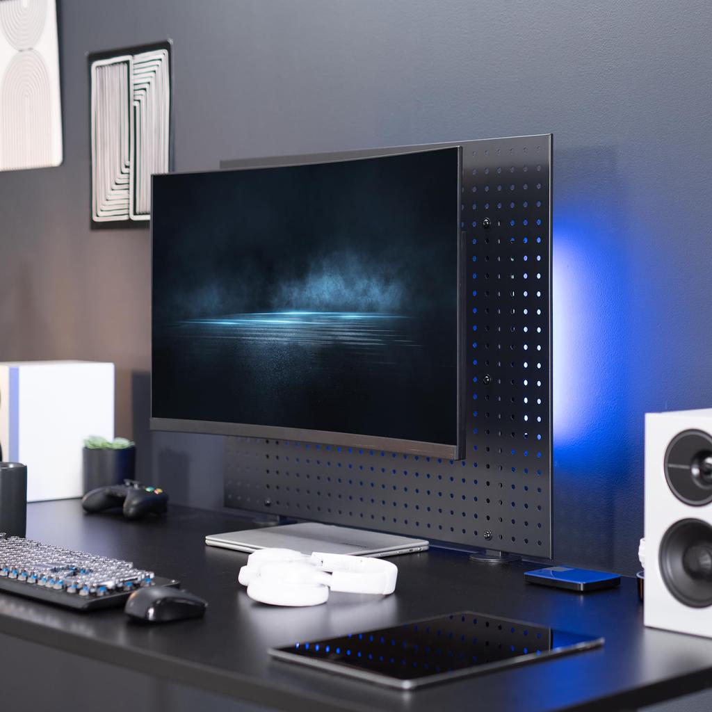 VIVO Articulating Pegboard Fits Screens Up To and Pegboards Up To Hole Single-Monitor Mount, 32" 0.25" Thick, 1" Spacing, Black, MOUNT-PB1