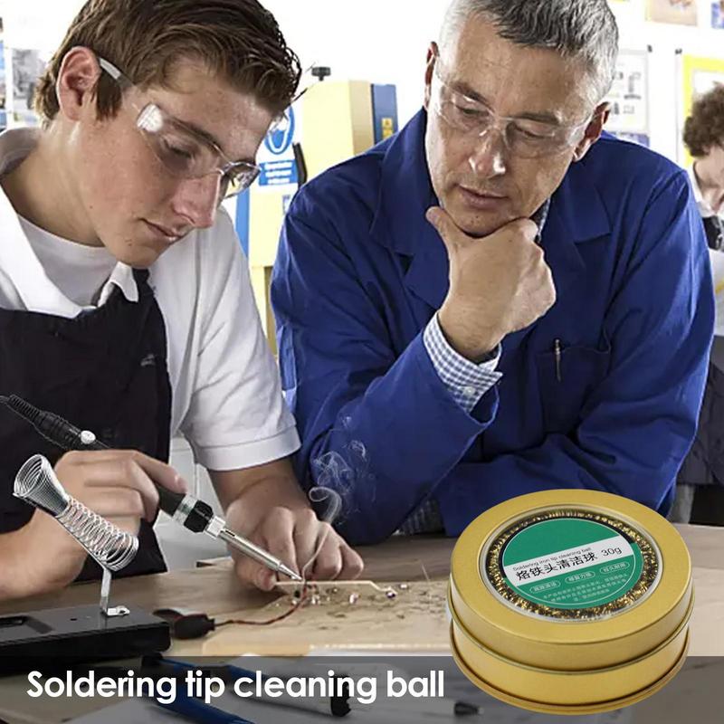 Cleaning Ball Desoldering Soldering Iron Mesh Filter Cleaning Nozzle Tip Copper Wire Cleaner Ball Metal Dross Box Clean Ball