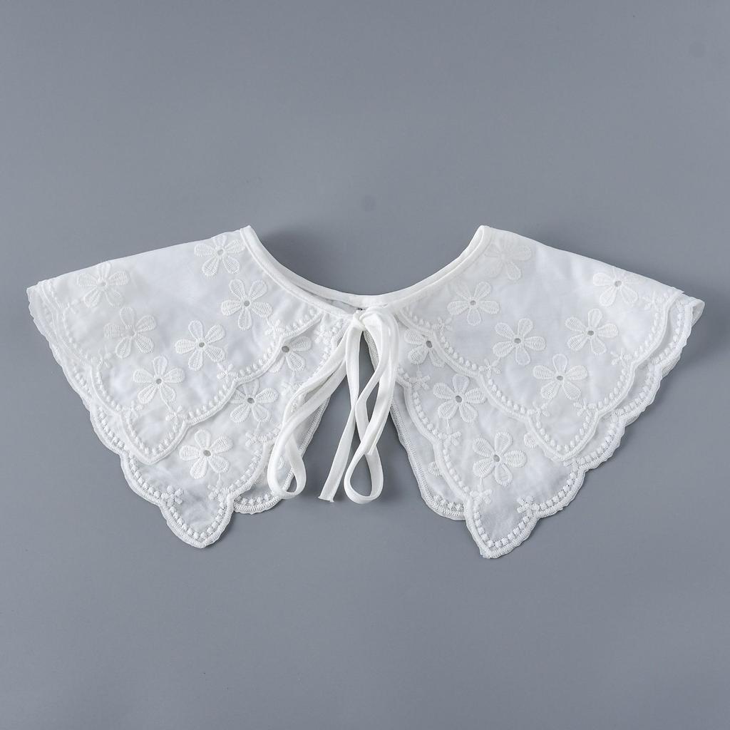 New Women's Lace Detachable Collar New Adjustable Strap Embroidery White Detachable Shirt Lace Up Shawl Small Shoulder Wraps
