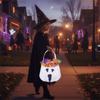 Non-woven Fabric Trick-Or-Treat Candy Basket White Snack Storage Bag Halloween Candy Bucket  Party