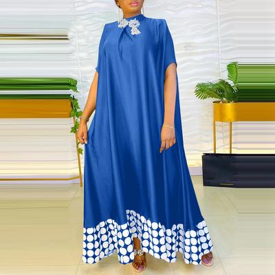 Übergroßes Damen Kurzarm Print Lässiges Lockeres Maxi-Kleid