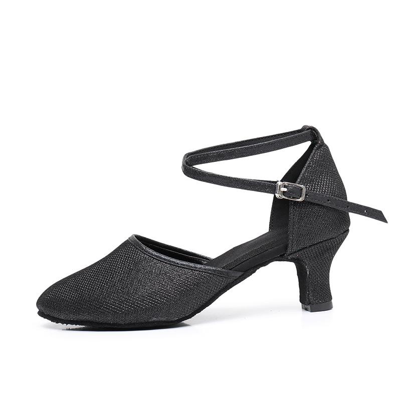 Moderne Latein-Tanzschuhe für Damen, Weiche Sohle, Mittelhoher Absatz, Zehenkappe, für Erwachsene und Große Kinder