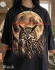 Great Horned Owl Night Hunter Golden Full Moon Comfort Colors® Tshirt, Pine Forest Wildlife Bird Of Prey Realistic Art Nature Wilderness Tee