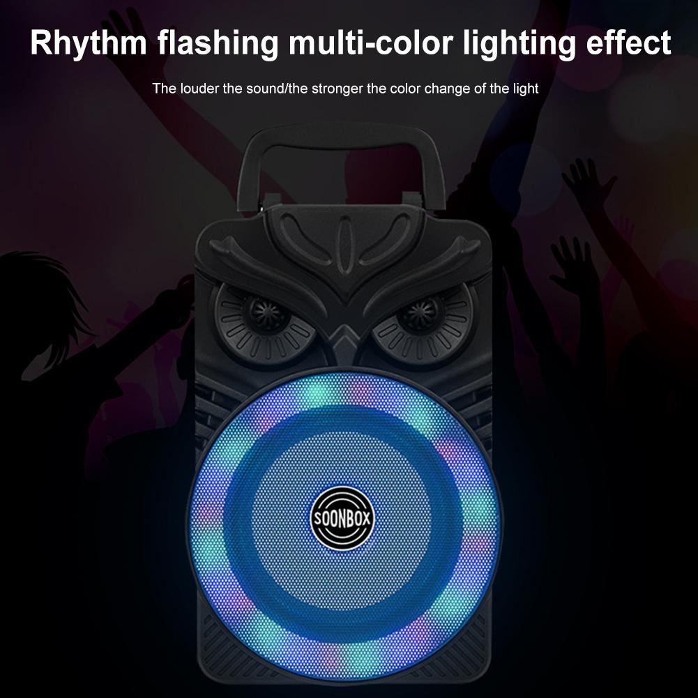 HiFi Stereo Subwoofer Bluetooth-Compatible FM Radio Aux Karaoke Handheld Sound Subwoofer RGB Light Portable Wireless Loudspeaker