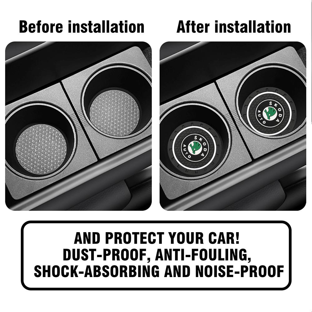 2025 Hot 1/2/4Pcs Car Coaster Water Cup Mat Non-Slip Pad Accessories For Skoda Rapid Scala Kodiaq Fabia Kamiq Karoq Octavia 2 3