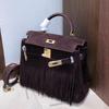 Autumn and Winter New First-layer Cowhide Suede Bag Genuine Leather Handbag Fringed Lock Commuter Shoulder Bag Women