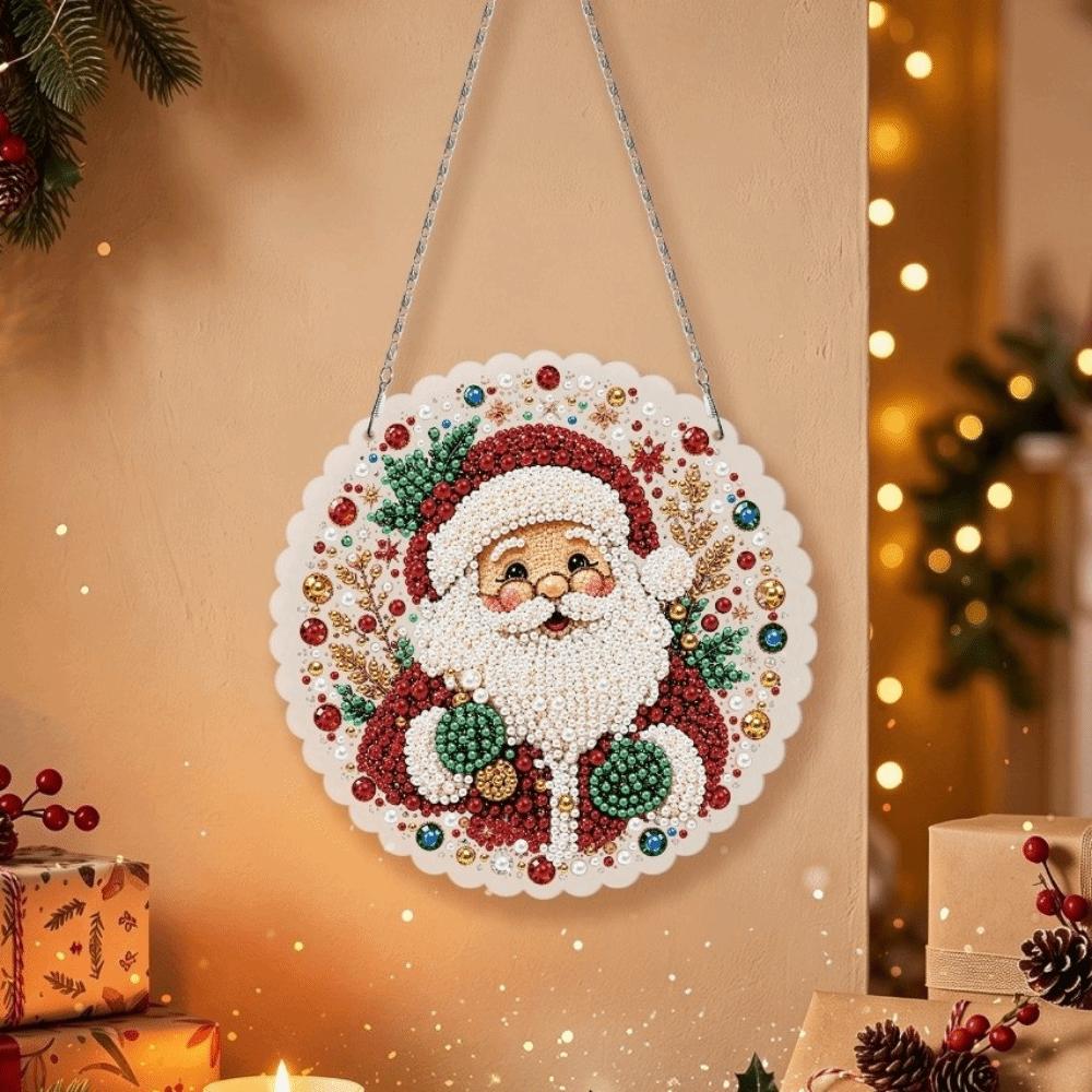 DIY Acrylic Xmas Pendant 2D Flat Diamond Painting Hanging Ornament Home Decoration